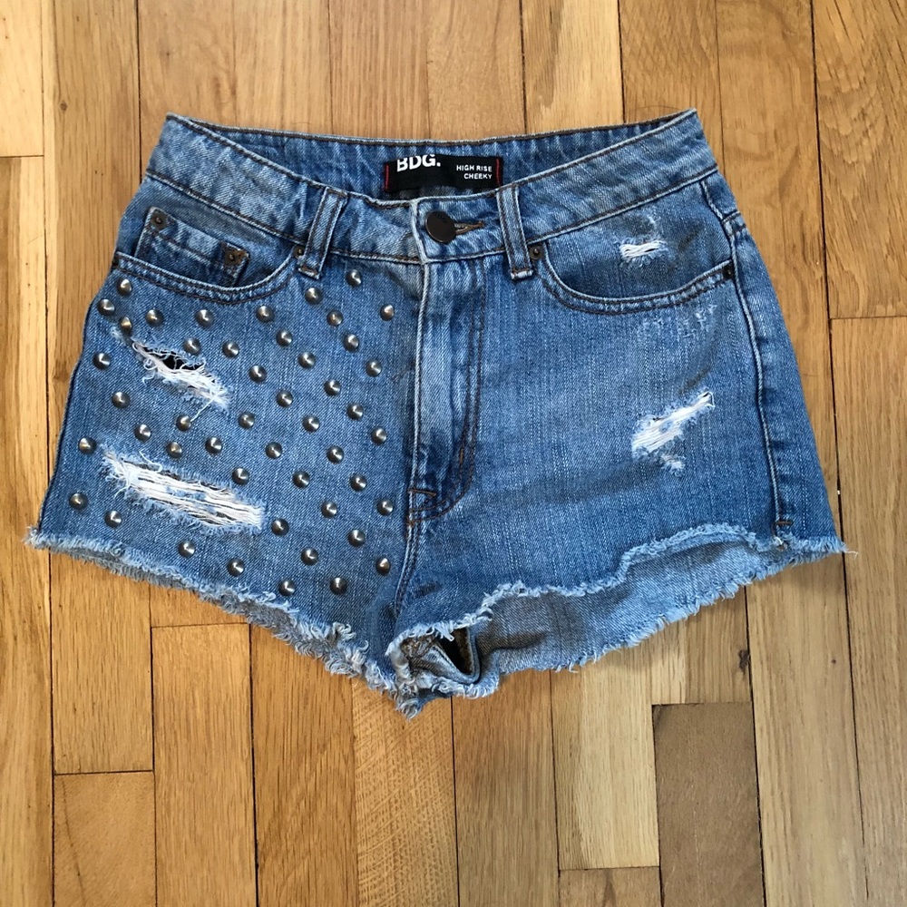 BDG denim shorts with stud detailing